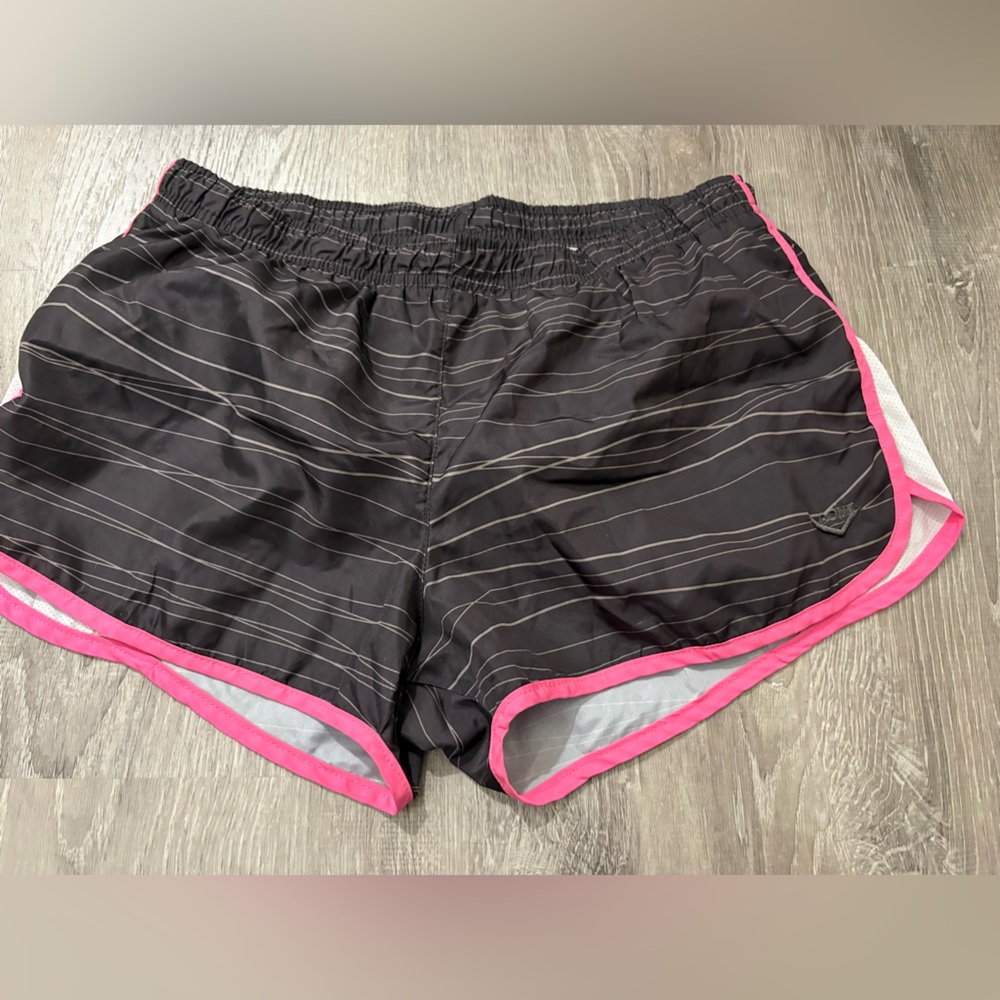 Pony Black Pinstripe Athletic Shorts with Pink Trim
